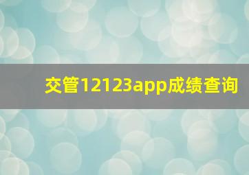 交管12123app成绩查询