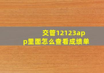 交管12123app里面怎么查看成绩单