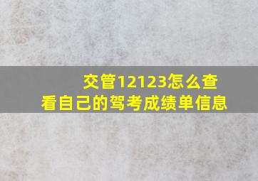 交管12123怎么查看自己的驾考成绩单信息