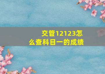 交管12123怎么查科目一的成绩