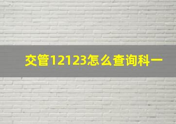 交管12123怎么查询科一