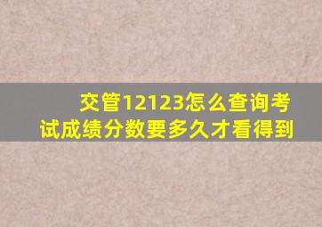 交管12123怎么查询考试成绩分数要多久才看得到