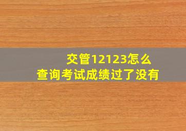 交管12123怎么查询考试成绩过了没有