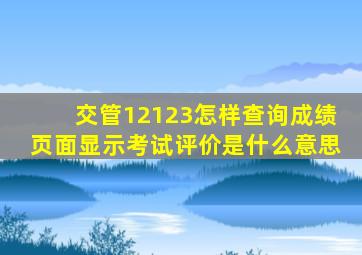 交管12123怎样查询成绩页面显示考试评价是什么意思