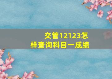 交管12123怎样查询科目一成绩