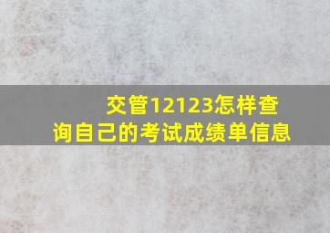 交管12123怎样查询自己的考试成绩单信息