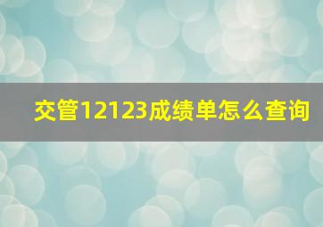 交管12123成绩单怎么查询