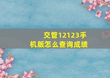 交管12123手机版怎么查询成绩