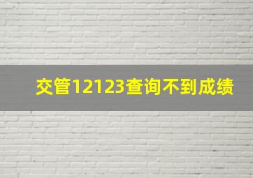 交管12123查询不到成绩