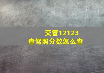 交管12123查驾照分数怎么查