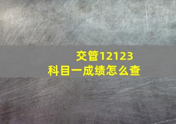 交管12123科目一成绩怎么查