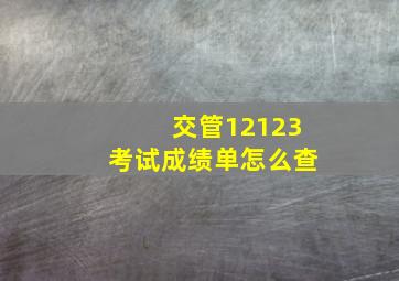 交管12123考试成绩单怎么查