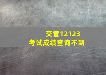 交管12123考试成绩查询不到