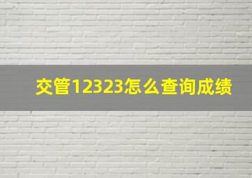 交管12323怎么查询成绩