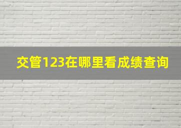 交管123在哪里看成绩查询