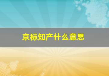 京标知产什么意思