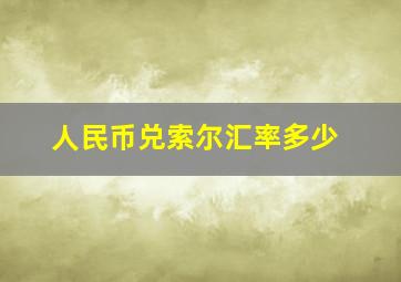 人民币兑索尔汇率多少