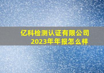 亿科检测认证有限公司2023年年报怎么样