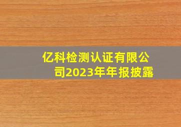 亿科检测认证有限公司2023年年报披露