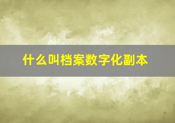 什么叫档案数字化副本