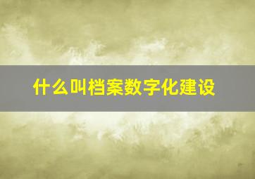 什么叫档案数字化建设