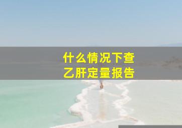 什么情况下查乙肝定量报告