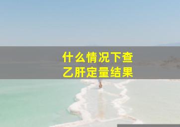 什么情况下查乙肝定量结果