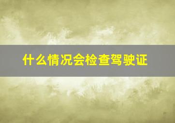 什么情况会检查驾驶证