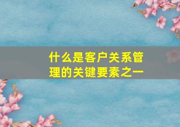 什么是客户关系管理的关键要素之一