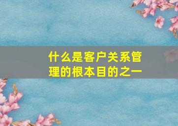 什么是客户关系管理的根本目的之一