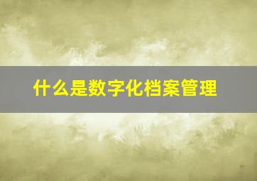 什么是数字化档案管理