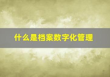 什么是档案数字化管理