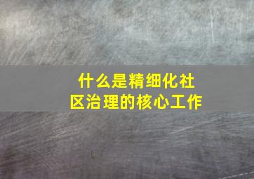 什么是精细化社区治理的核心工作