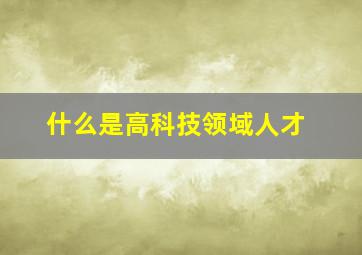 什么是高科技领域人才