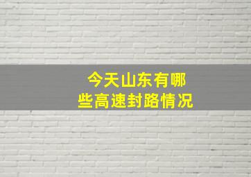 今天山东有哪些高速封路情况