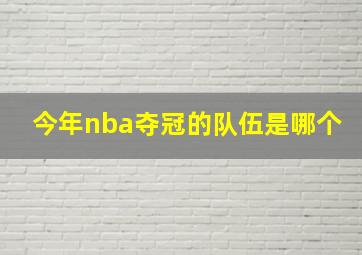 今年nba夺冠的队伍是哪个