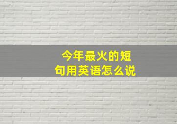 今年最火的短句用英语怎么说