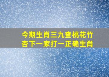 今期生肖三九查桃花竹杏下一家打一正确生肖