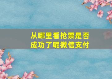 从哪里看抢票是否成功了呢微信支付