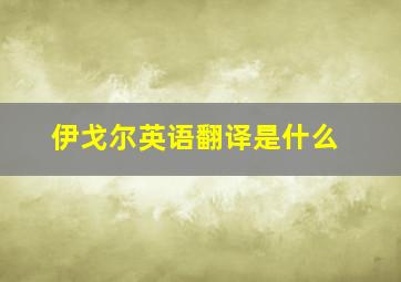 伊戈尔英语翻译是什么