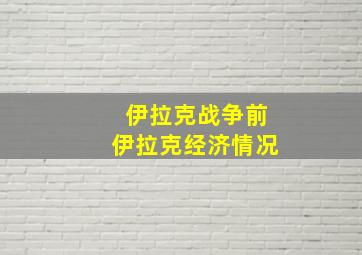 伊拉克战争前伊拉克经济情况