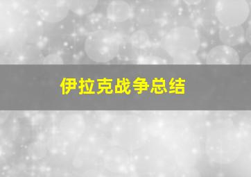 伊拉克战争总结