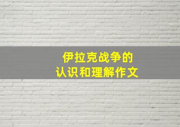 伊拉克战争的认识和理解作文