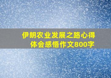 伊朗农业发展之路心得体会感悟作文800字