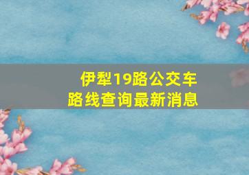 伊犁19路公交车路线查询最新消息