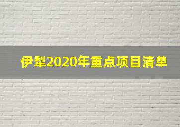 伊犁2020年重点项目清单