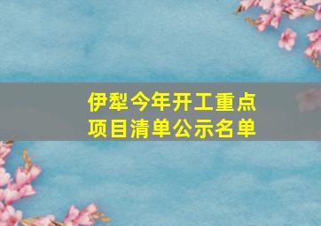 伊犁今年开工重点项目清单公示名单