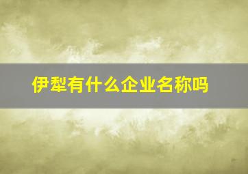 伊犁有什么企业名称吗