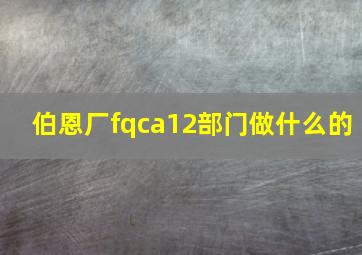 伯恩厂fqca12部门做什么的