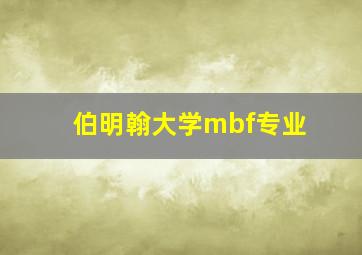 伯明翰大学mbf专业